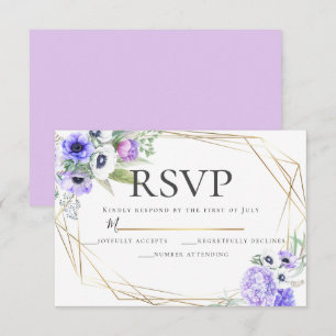 Convites Anêmona violeta RSVP Wedding floral