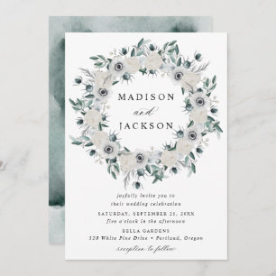 Convites Anêmonas brancas e Rosas Casamento Floral