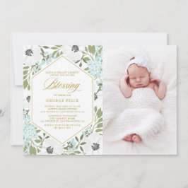 Convites Anêmonas brancas Foto Floral Azul Bênção