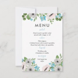 Convites Anêmonas de Aquarela Florais | Menu Casamento