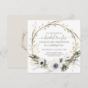 Convites Anemone Branco Twig Fern Eucalyptus Bridal Chá