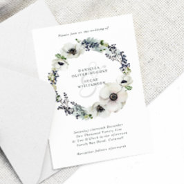 Convites Anemones & Berries Casamento no inverno Azul
