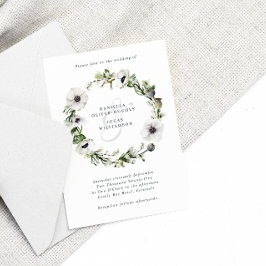 Convites Anemones Floral Wreath Casamento no inverno