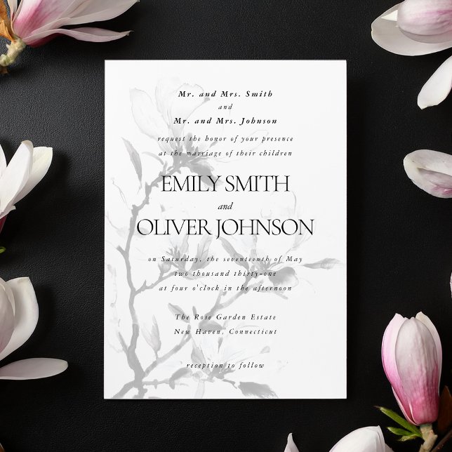 Convites Anfitrião dos Pais Clássicos Magnolia Elegante (Criador carregado)