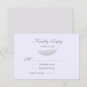 Convites Angel Feather Lilac Lavanda Cinza Casamento RSVP