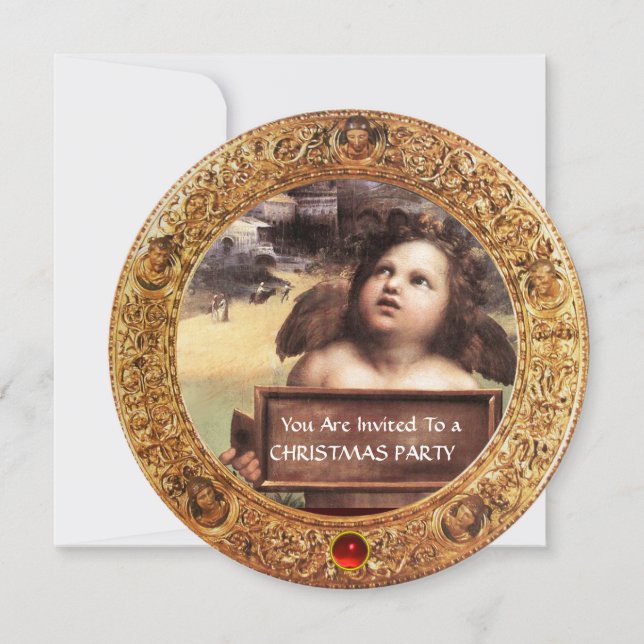 Convites ANGEL, FESTA DE NATAL DE CHERUB WINGING, Red Ruby  (Frente)