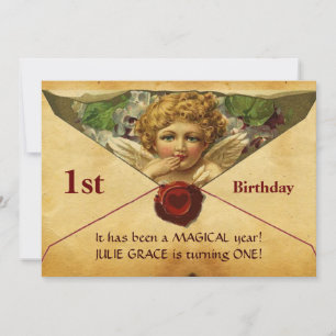 Convites ANGEL HEART WAX SEAL PARCHMENT Primeiro Aniversári