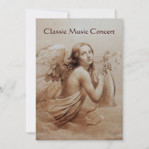 Convites ANGEL JOGANDO LYRA SOBRE AS NUVENS, champanhe