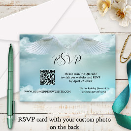 Convites Angel Wings Dream Cloud QR Code Weding RSVP Card