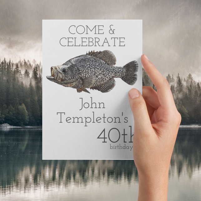 Convites Angler Angler Men, pescador de Crappie (Crappie fishing birthday invitation. Instant download the invitation or print.)