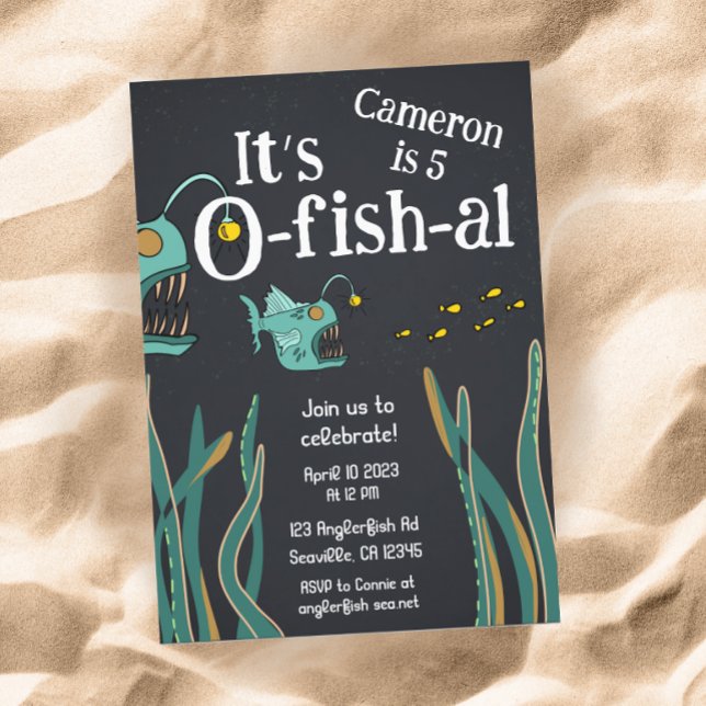 Convites Anglerfish Deep Sea Ocean Birday (Criador carregado)