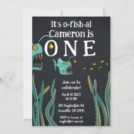 Convites Anglerfish Deep Sea Ocean First Birday