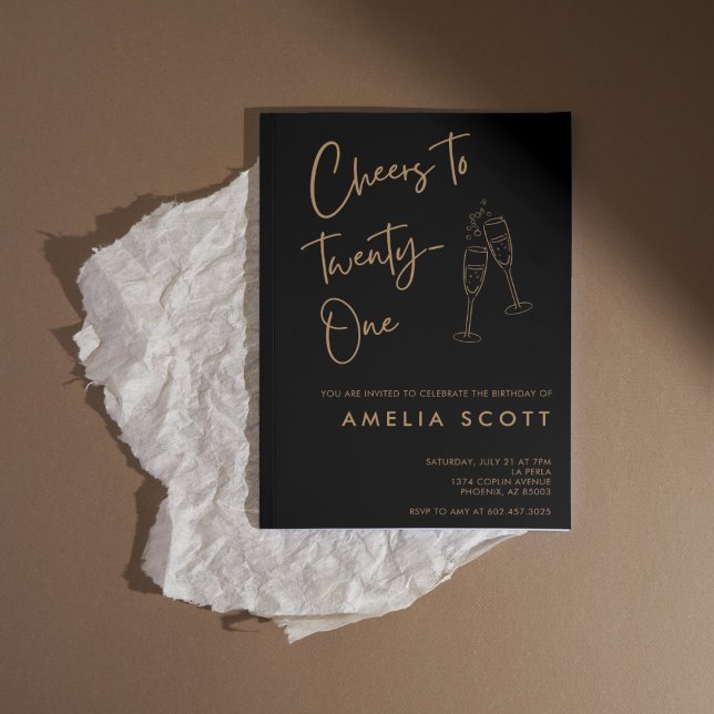 Convites Anima-se a 21ª aniversário de 21 anos Dourada Pret (Criador carregado)