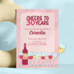 Convites Anima-se a 30 anos de aniversário de vinho kawaii<br><div class="desc">Prepare-se para comemorar em estilo com este adorável convite de aniversário 'Saúde a 30 Anos'. Este convite de temas cor-de-rosa de 5 x 7" é perfeito para os entusiastas de vinho que apreciam a beleza kawaii. A ilustração reveladora dá o tom para uma festa de aniversário de 30 anos divertida...</div>