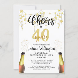 Convites Anima-se a 40 anos, Black Dourado Stars Script