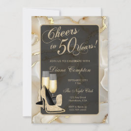 Convites Anima-se a 50 anos de champanhe e aniversário negr