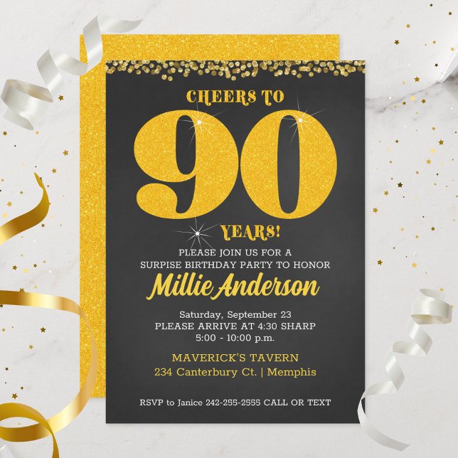 Convites Anima-se aos 90 anos 90 de aniversário (Cheers to 90 Years 90th Birthday Invitation)