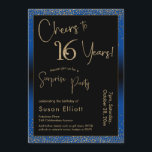 Convites Animações para 16 anos Surpresa Festa de aniversár<br><div class="desc">Usando duas fontes distintas, criei gráficos para seu anúncio e embelezei-os com um efeito de ouro falso-metálico para uma vibração festiva. Embora cada parte possa ser movida para se adequar às suas necessidades, o cabeçalho diz "Saúde a 16 Anos!" e "Partido Surpresa". ("Surpresa" pode ser removida se a sua parte...</div>