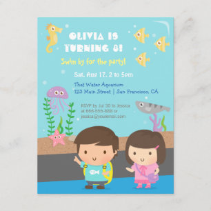 Convites Animais Aquáticos Festa de Aniversário Infantil Aq
