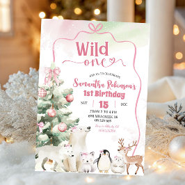 Convites Animais Árticos Coquette Wild One Menina 1º Aniver