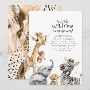 Convites Animais Bebês Selva Safari Chá de fraldas selvagem