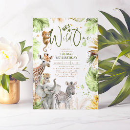 Convites Animais Bebês Selva Safari Selvagem Um primeiro an