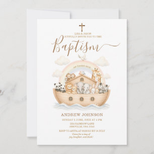 Convites Animais Beige Neutro Aquarela Batizado