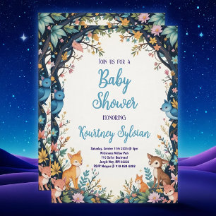 Convites Animais Cachorros Chá de fraldas de Pastel Floral