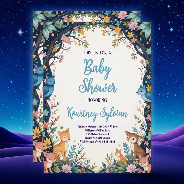 Convites Animais Cachorros Chá de fraldas de Pastel Floral (Criador carregado)