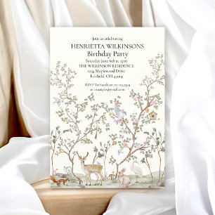 Convites Animais Caprichosos da Floresta Aquarela Aniversár