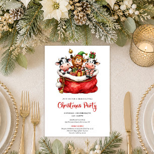 Convites Animais Caprichosos Elegantes Festa de Natal