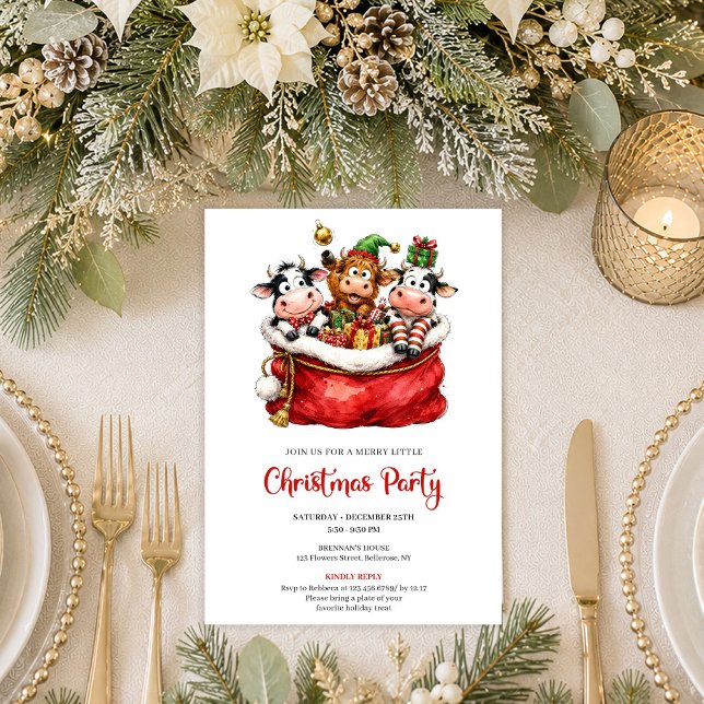 Convites Animais Caprichosos Elegantes Festa de Natal  (Elegant Whimsical Animals Holiday Christmas Party Invite

)