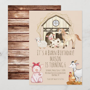 Convites Animais Celeiro Aguarela Fazenda Aniversário