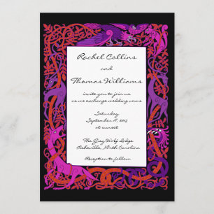 Convites Animais celtas cor-de-rosa & roxos que Wedding o