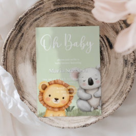 Convites Animais Chás de fraldas Da Selva Tropical Verde Sa