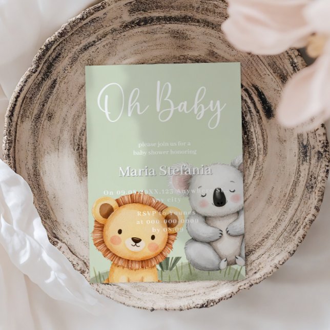 Convites Animais Chás de fraldas Da Selva Tropical Verde Sa (Criador carregado)