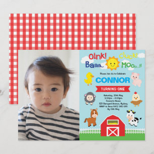 Convites Animais da Fazenda Aniversário Barnyard Petting Zo