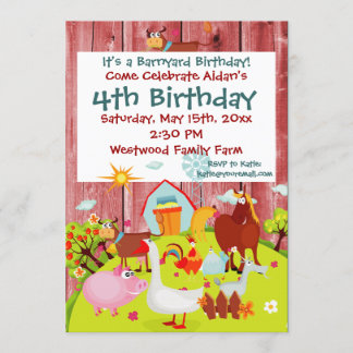 Convites Animais da Fazenda do Barnyard Madeira Vermelha Co