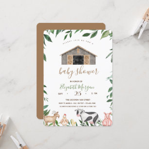 Convites Animais da Fazenda em Aquarela Churrasqueira Baby