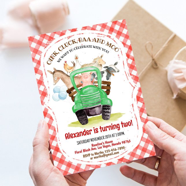 Convites Animais da Fazenda Menino Barnyard Festa de Barão  (Criador carregado)