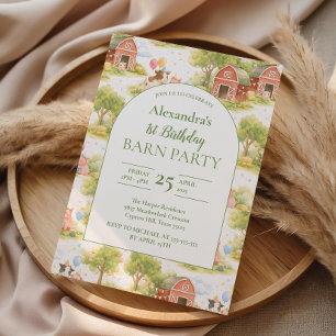 Convites Animais da Fazenda Pastel para 1º Aniversário
