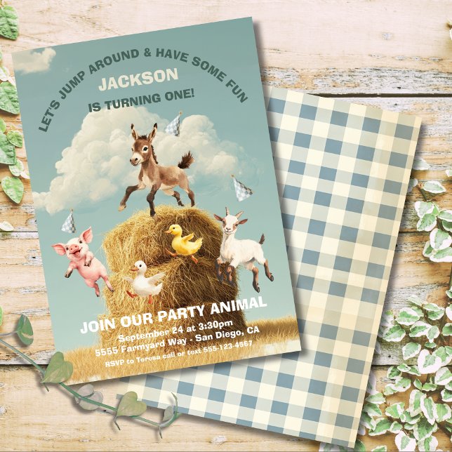 Convites Animais da Fazenda Pulando Festa de aniversário do (Criador carregado)