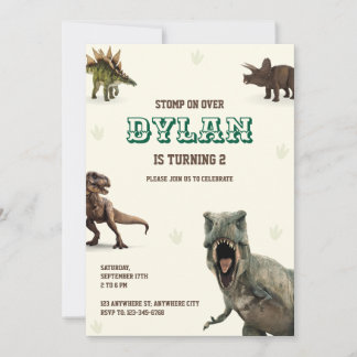 Convites Animais da Festa dos Dinossauros Aniversário de Cr