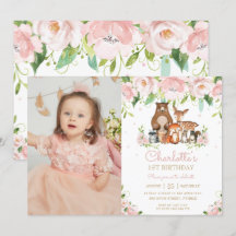 Animais Da Floresta Blush Foto De primeiro anivers