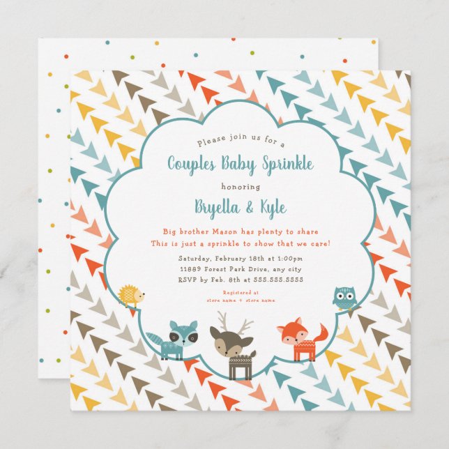 Convites Animais da Floresta Casais (Frente/Verso)