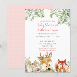 Convites Animais Da Floresta chá de fraldas Boho Deer Fox B