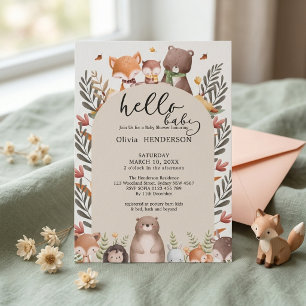 Convites Animais da Floresta Chá Verde Baby Shower