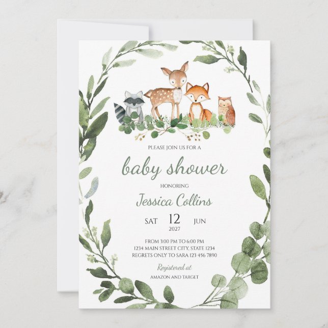 Convites Animais da Floresta Chuva de Amor (Frente)