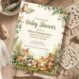 Convites Animais da Floresta Chuva de Bebê Verdejante