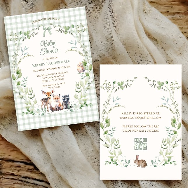 Convites Animais da Floresta Chuveiro de Bebê Fofo e Neutro (Woodland Animals Cute Gender Neutral Baby Shower Invitation)